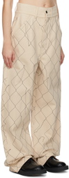 AIREI Beige Embroidered Jeans