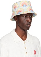 Casablanca Blue Printed Denim Bucket Hat