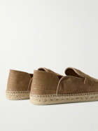Christian Louboutin - Paquepapa Collapsible-Heel Croc-Effect Leather-Trimmed Suede Espadrilles - Brown