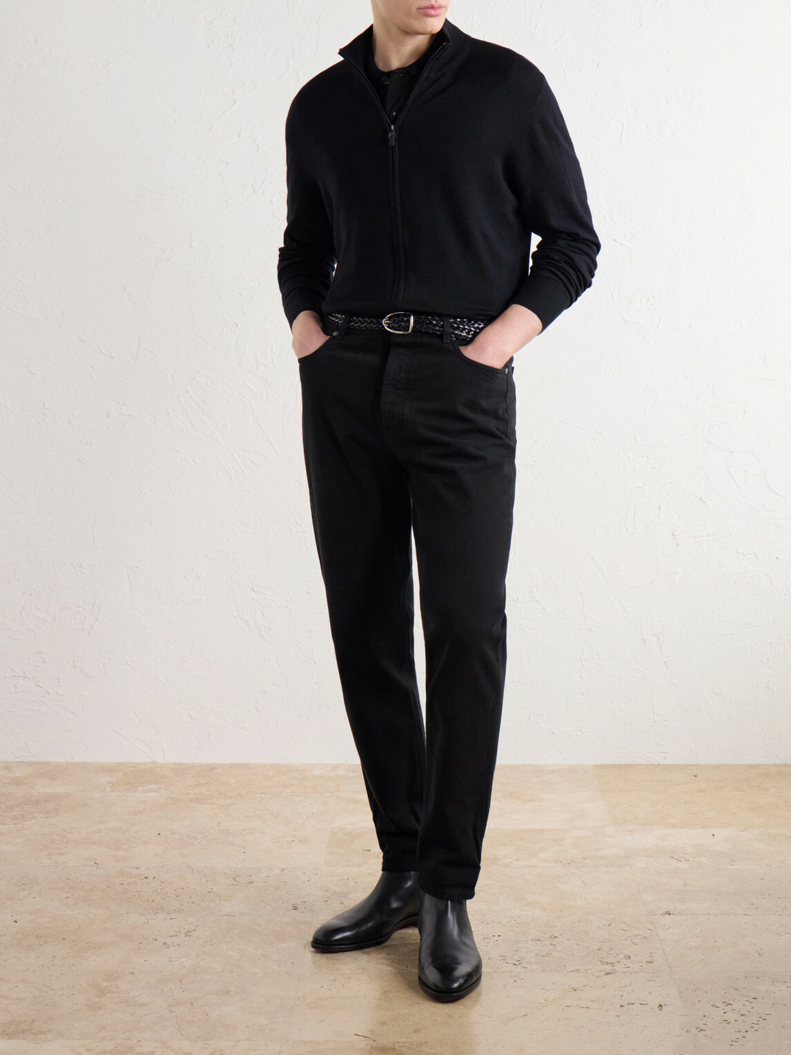 Canali - Wool Zip-Up Sweater - Black