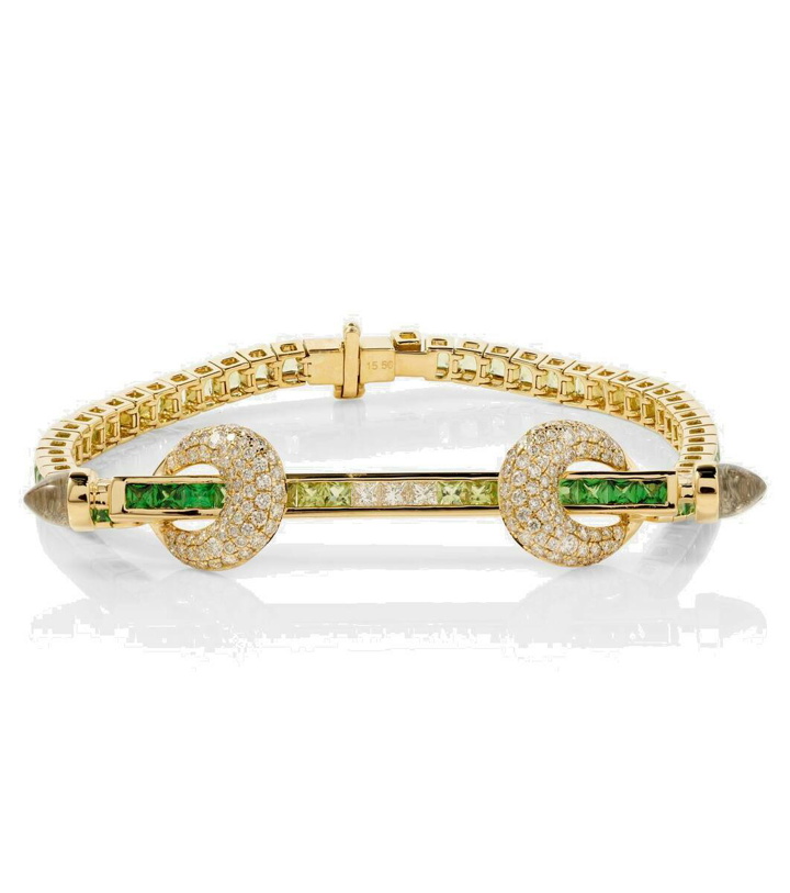 Photo: Ananya Chakra 18kt gold bracelet with diamonds, quartz, tsavorites, and peridots