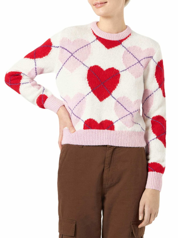 Photo: MC2 Saint Barth Woman Brushed Cropped Sweater With Heart Pattern