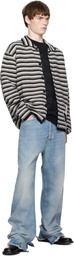 We11done Multicolor Black Stripe Embroidered Cardigan