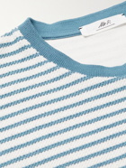 Mr P. - Striped Crochet-Effect Cotton-Blend Jersey T-Shirt - Blue