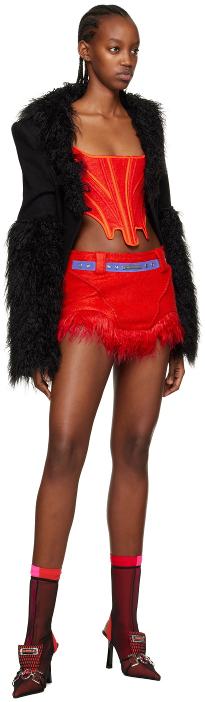 PATCHWORK FUR ASYM COAT - BLACK / BLK