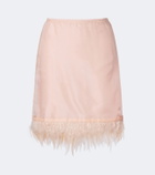 Staud Lark feather-trimmed silk miniskirt