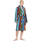 Versace Multicolor Striped Cotton-Terry Jacquard Bathrobe