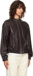 Loulou de Saison Brown Marlow Leather Bomber Jacket