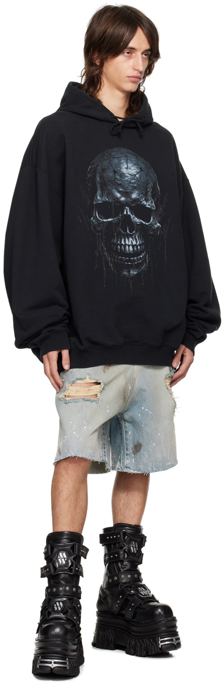 VETEMENTS Blue Trashed Big Shape Denim Shorts Vetements