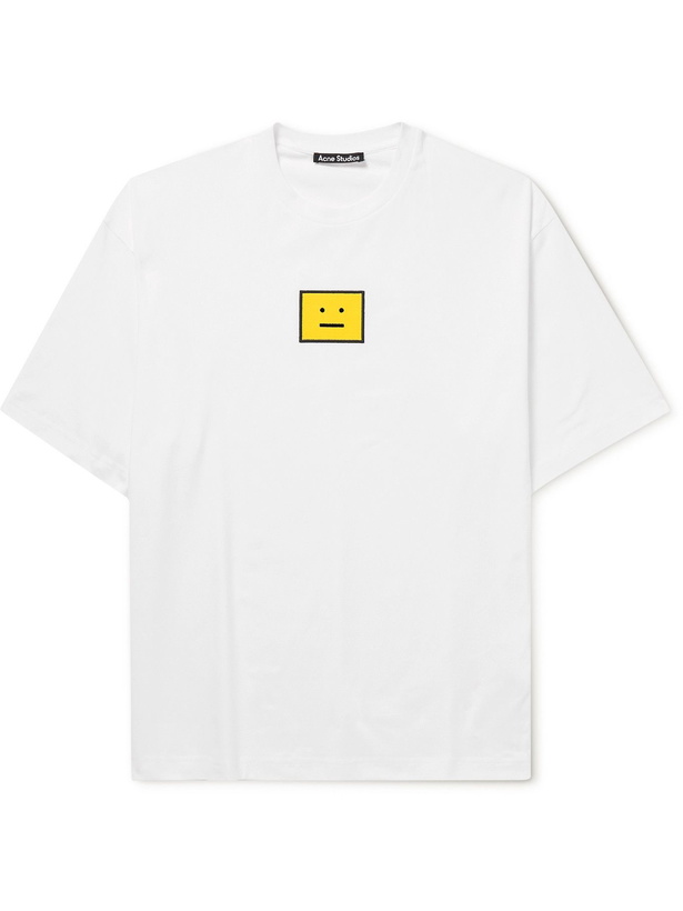 Photo: Acne Studios - Logo-Embroidered Stretch-Cotton Jersey T-Shirt - White