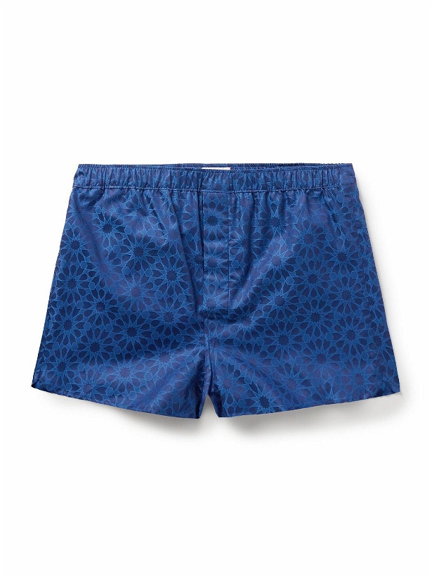 Photo: Derek Rose - Paris 26 Cotton-Jacquard Boxer Shorts - Blue