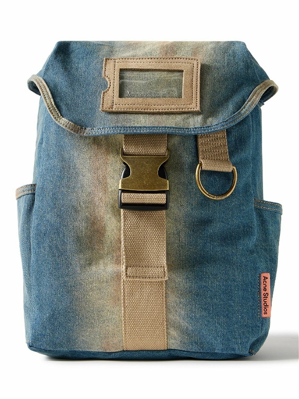 Photo: Acne Studios - Suede-Trimmed Distressed Denim Backpack