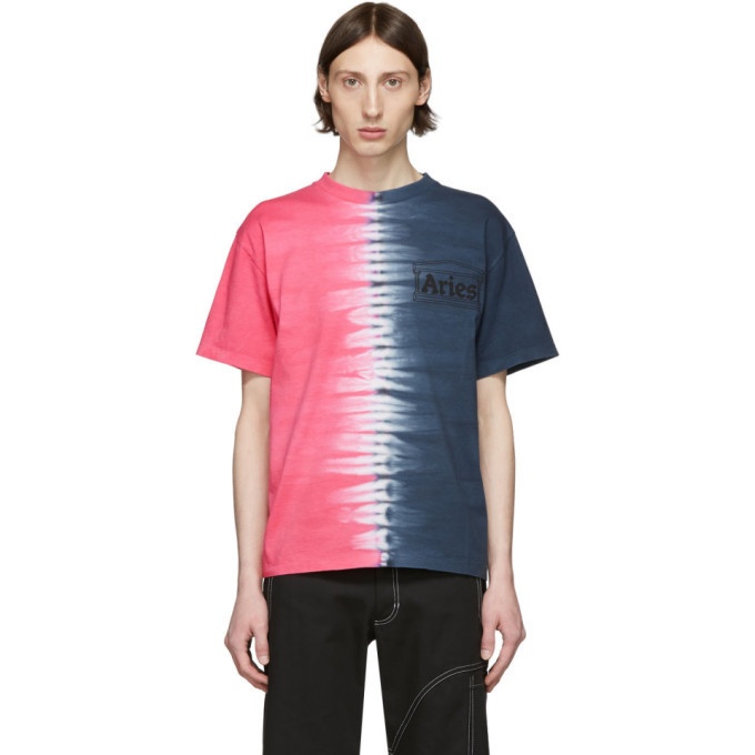Photo: Aries Pink and Blue Tie-Dye Temple T-Shirt