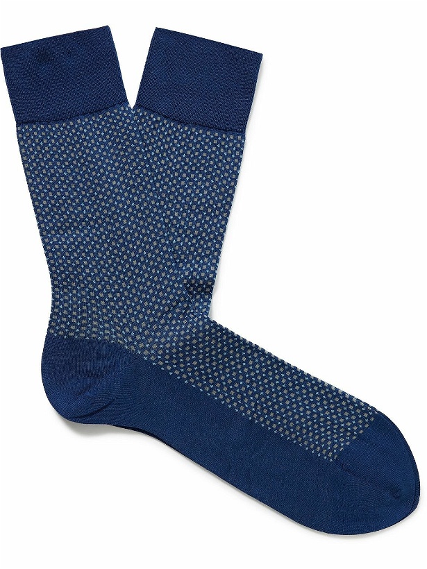 Photo: Falke - Uptown Cotton-Blend Jacquard Socks - Blue
