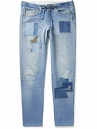 Greg Lauren - Slim-Fit Distressed Patchwork Drawstring Jeans - Blue