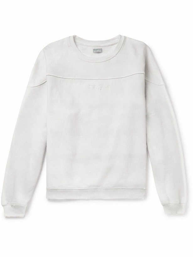 Photo: Guess USA - Logo-Embroidered Distressed Cotton-Jersey Sweatshirt - White
