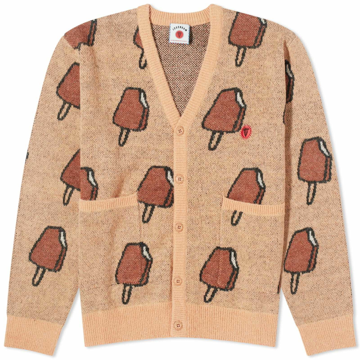 ICECREAM Men's Popsicle Cardigan in Beige ICECREAM