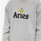 Aries Men's Aye Duck Crew Sweat in Grey Marl