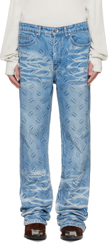 Who Decides War by MRDR BRVDO Blue Anti-666 Logo Jeans WHO DECIDES 