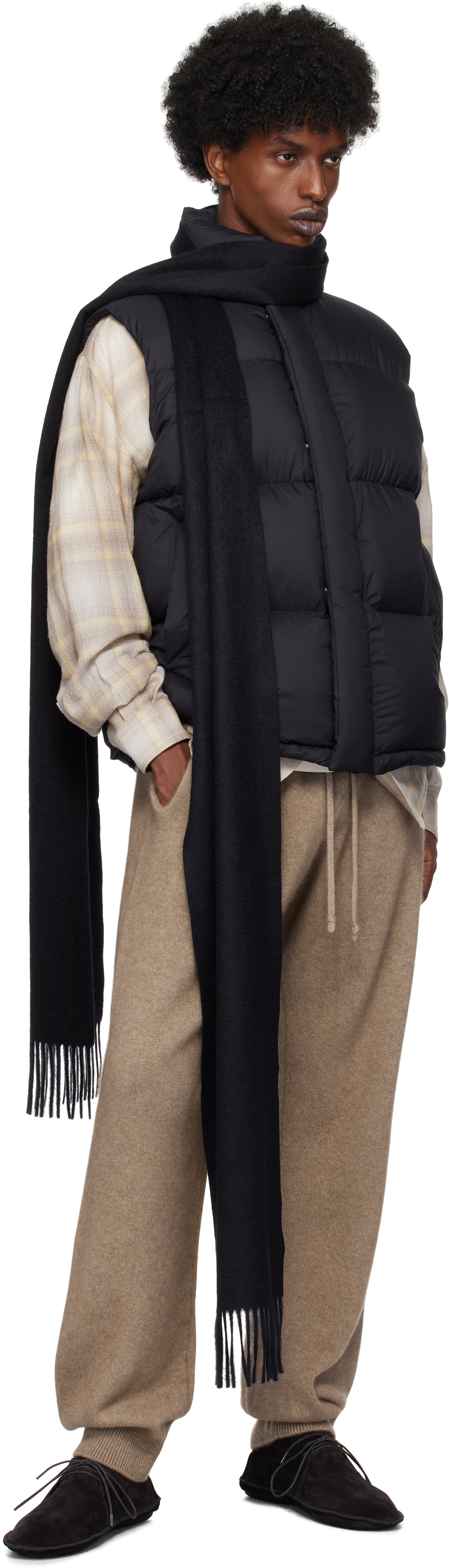 AURALEE Black Super Light Nylon Ripstop Down Vest Auralee