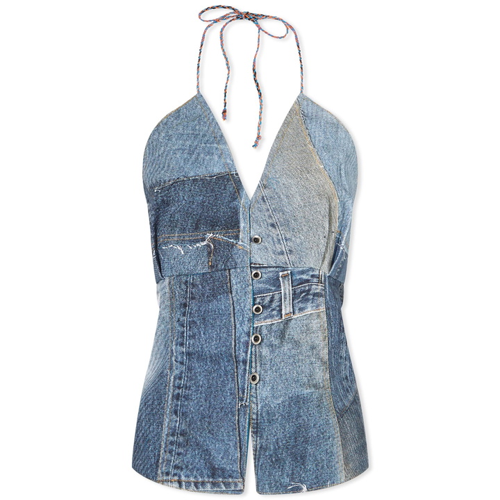 Photo: Andersson Bell Women's Patch Print Denim Combo Top in Dusty Blue