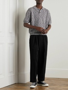 LE 17 SEPTEMBRE - Tapered Cotton-Seersucker Trousers - Black