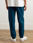 Folk - Assembly Tapered Cropped Pleated Cotton Trousers - Blue