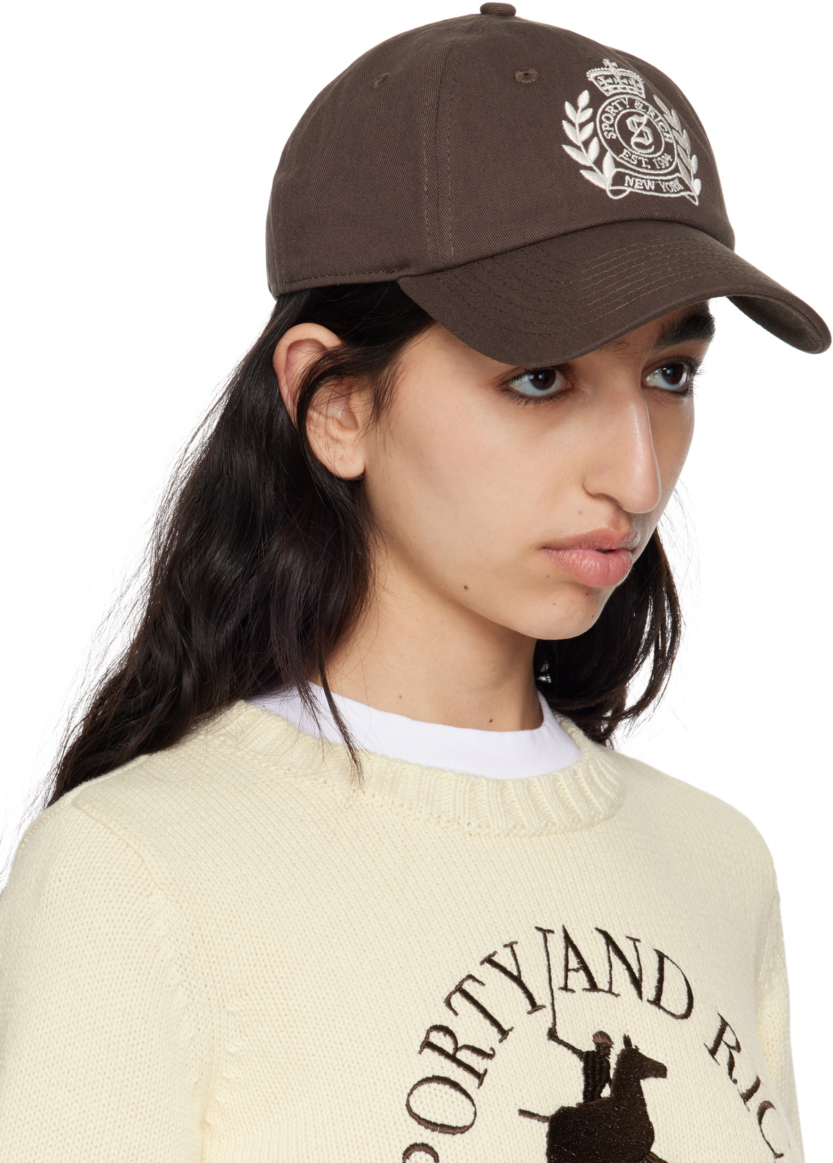 Sporty & Rich ブラウンキャップ Sporty & Rich Brown H&W Crest Cap Sporty & Rich