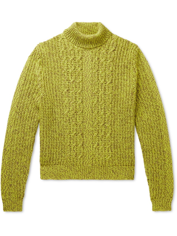 Photo: Etro - Cable-Knit Wool-Blend Rollneck Sweater - Green