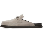 Ferragamo Gray Gancini Ornament Mule Loafers
