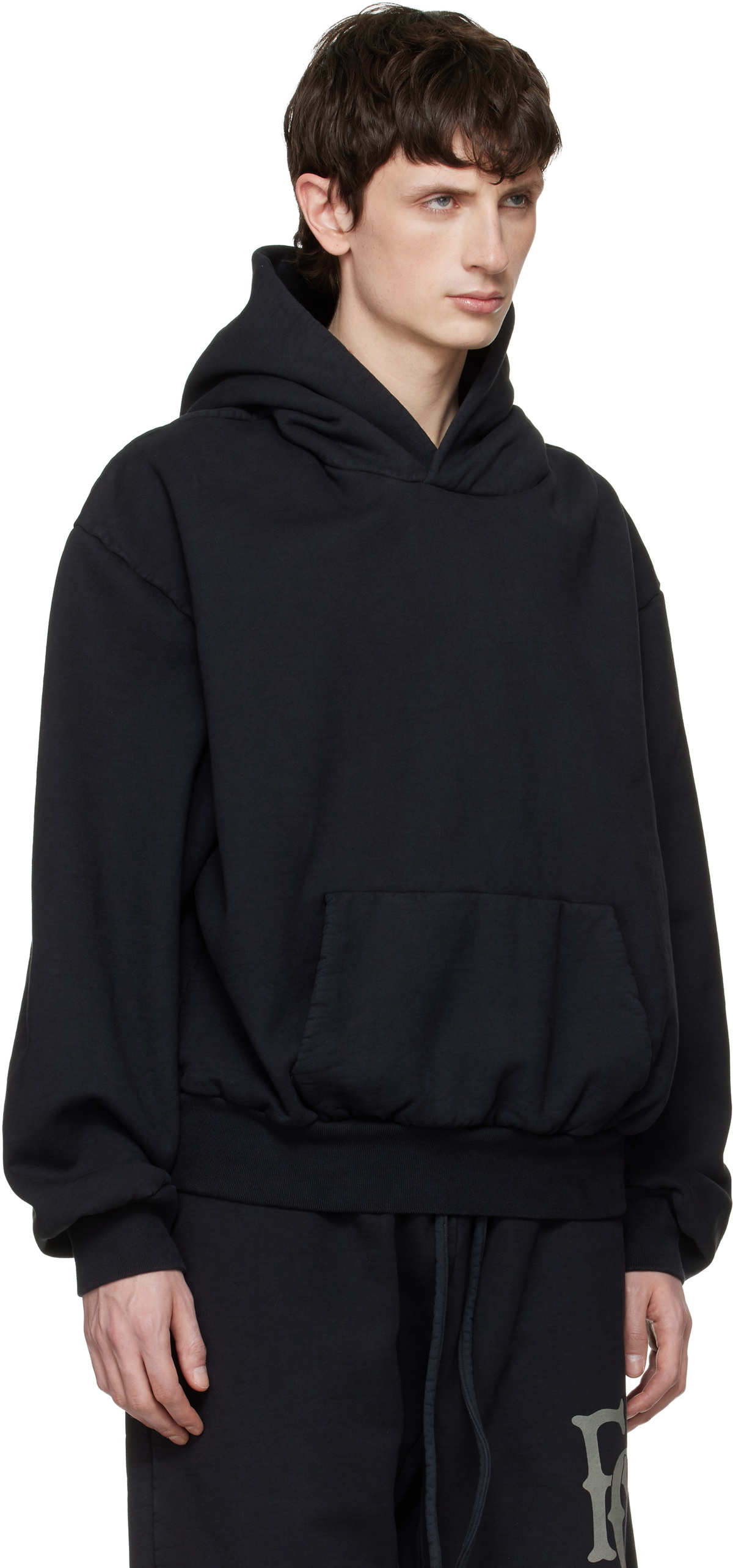 Fear of God Black Sunfaded Classic Half Raglan Pocket Hoodie