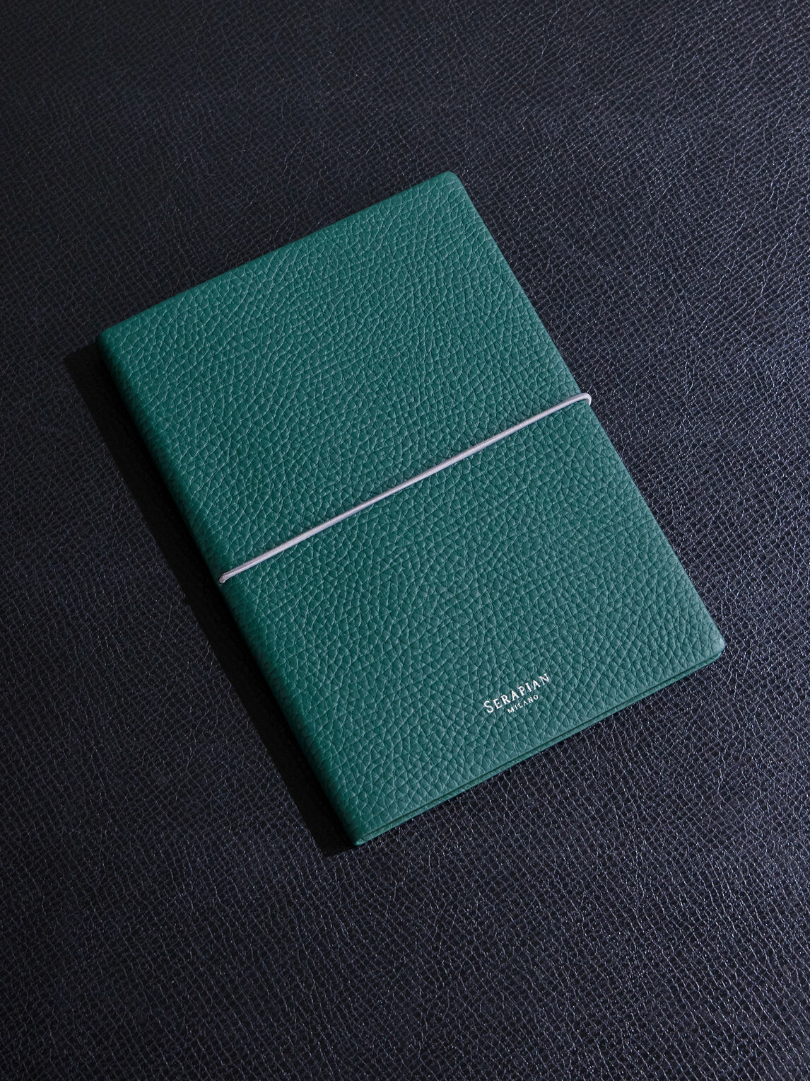 Serapian - Medium Logo-Print Full-Grain Cachemire Leather Notebook - Green