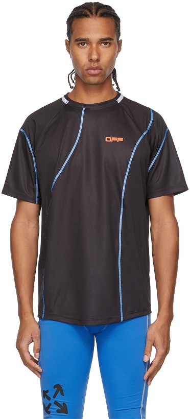 Photo: Off-White Black & Orange Active Logo Mesh T-Shirt
