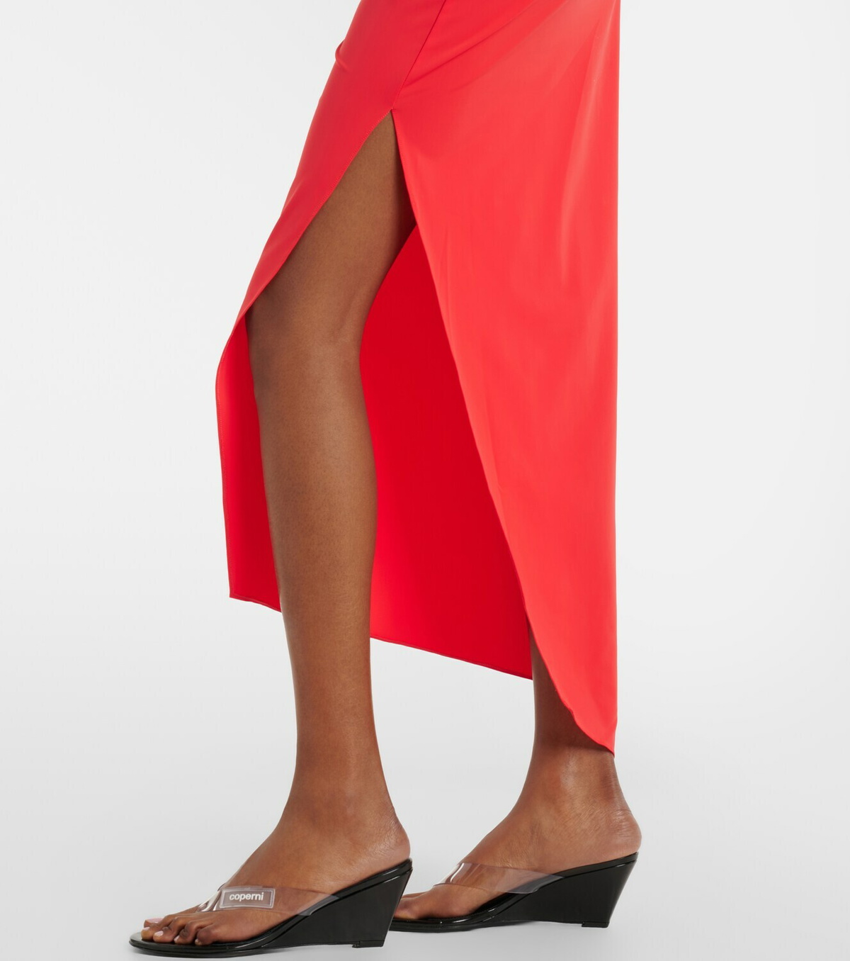 Coperni Floral-appliqué asymmetric jersey maxi dress