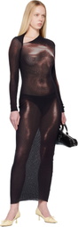 Jean Paul Gaultier Black & Burgundy 'The Long Bronze Body Dust' Maxi Dress