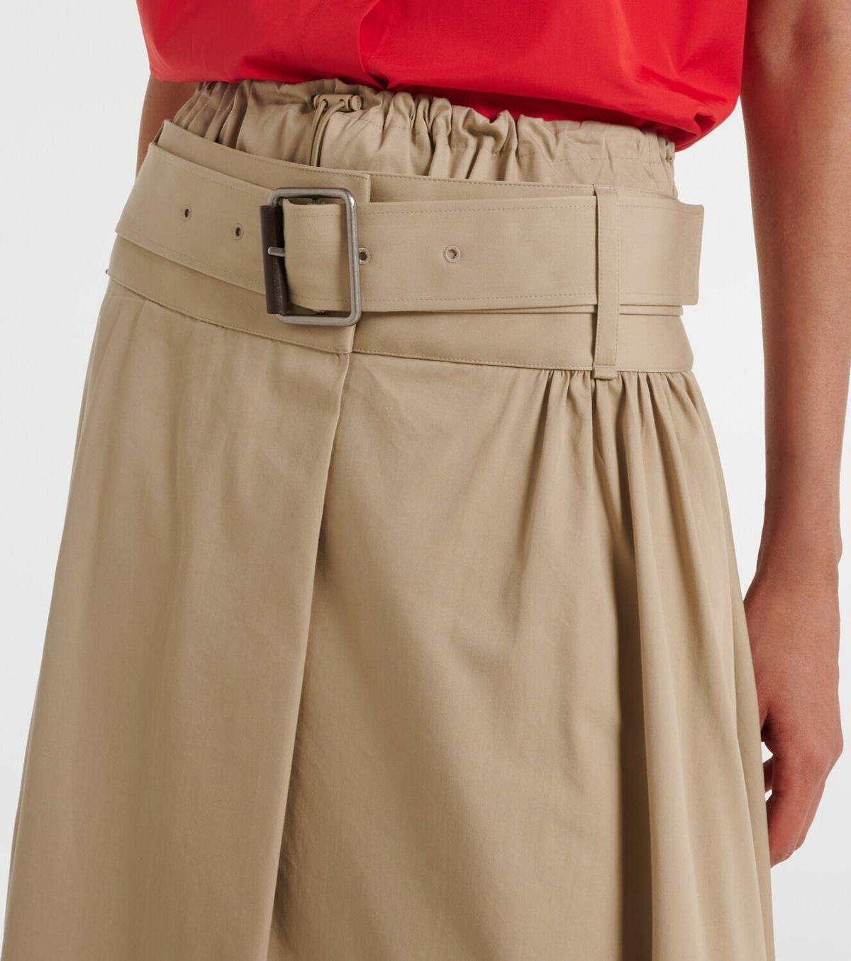 Loewe Belted cotton and silk maxi skirt