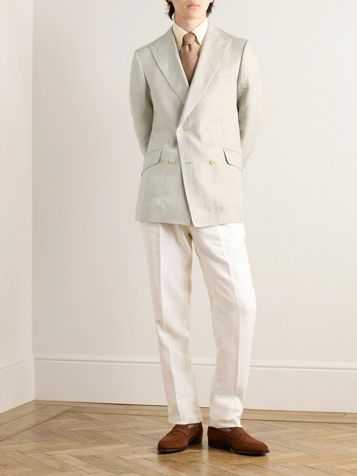 Kingsman - Double-Breasted Linen Blazer - Neutrals