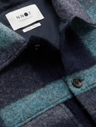NN07 - Wilas Checked Brushed Wool-Blend Overshirt - Blue