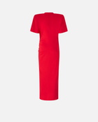 Pinko Long T Shirt Dress With Padded Shoulders Salsa Red