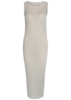 Pleats Please Issey Miyake Pleated Woven Midi Dress Beige