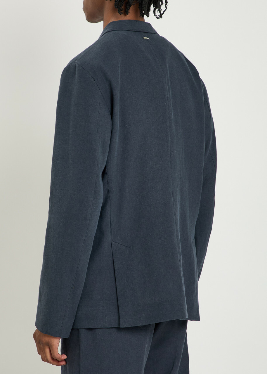 Herno Linen and Cotton-blend Blazer Navy