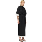 Róhe Black & White Draped Open Back Midi Dress