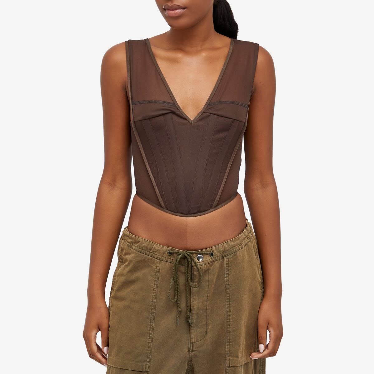 KNWLS Women's Grace Corset Top in Brown