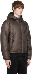 COOR Brown Light Weight Shell Padded Hooded Jacket