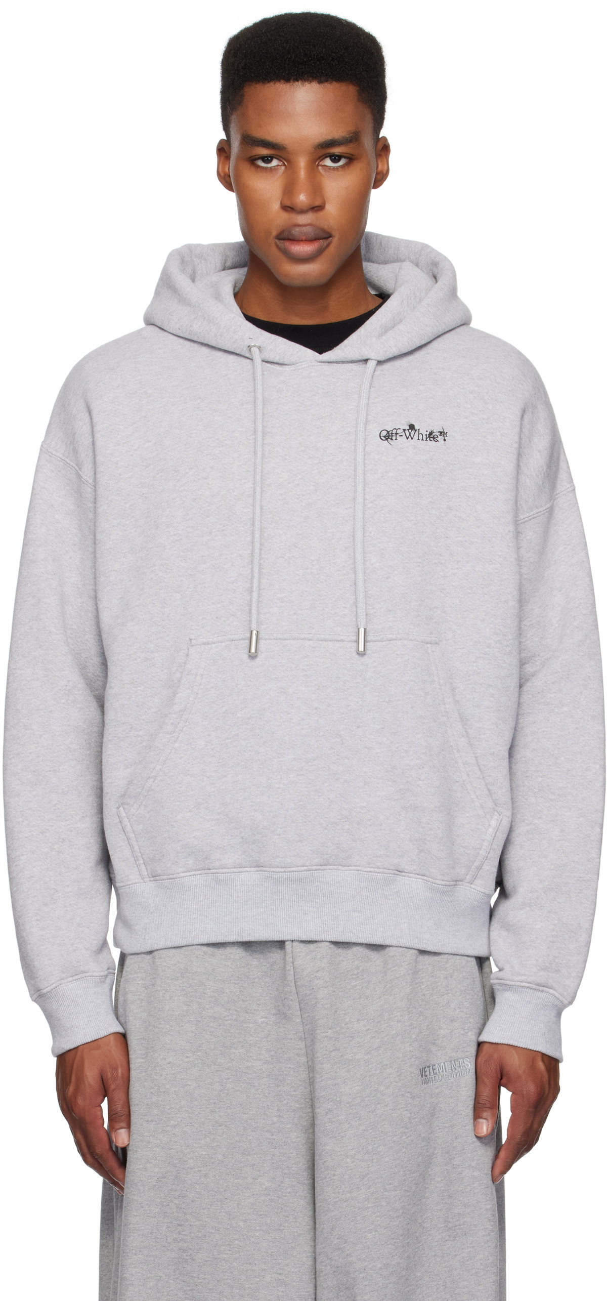 Off-White Gray Flower Arrow Skate Hoodie Off-White