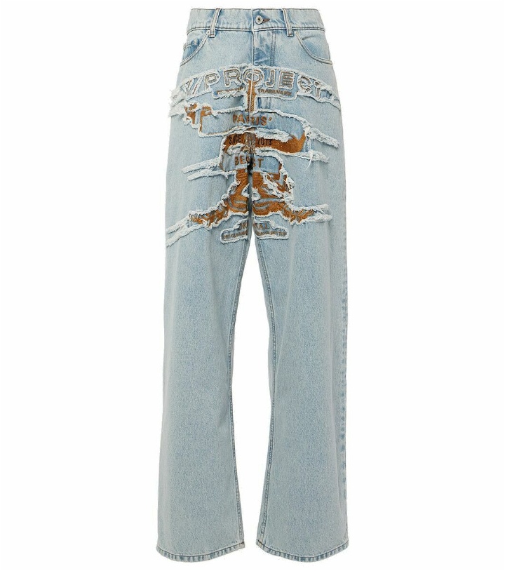 Photo: Y/Project Logo embroidered high-rise wide-leg jeans