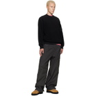 C.P. Company Black Crew Neck Brushed Emerized Diagonal Fleece Sweatshirt