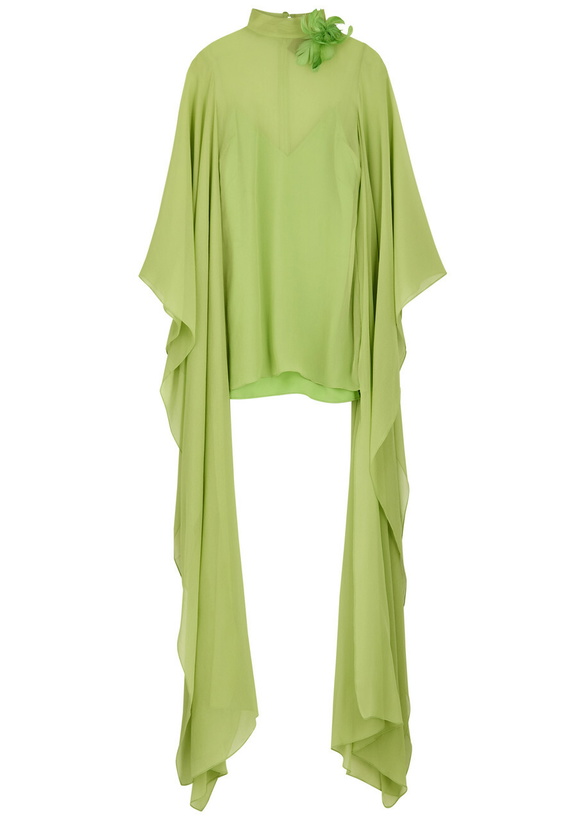 Photo: Taller Marmo Lanzarote Garden Silk-chiffon Mini Kaftan Dress Green