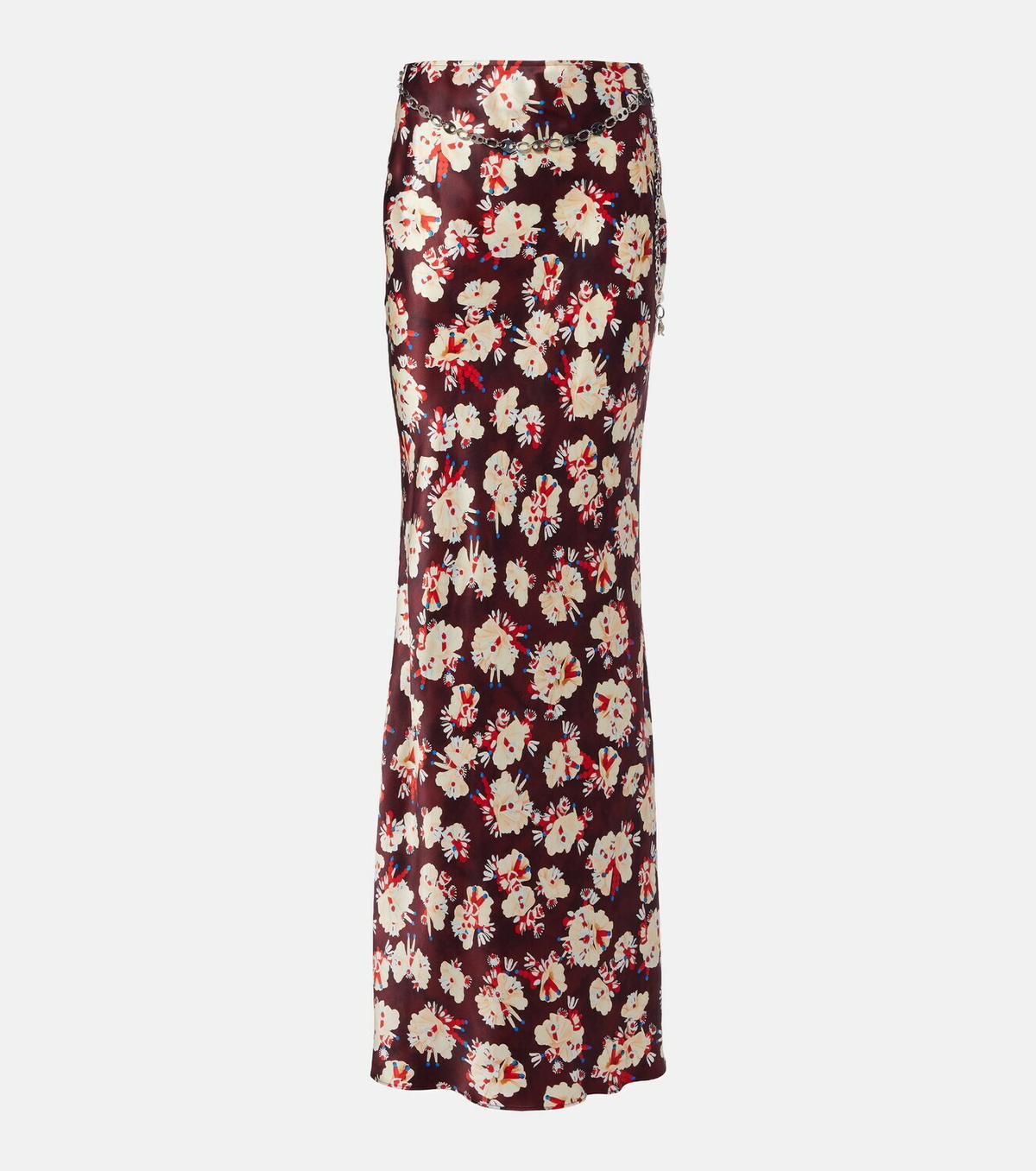 Rabanne Chain-detail floral silk maxi skirt