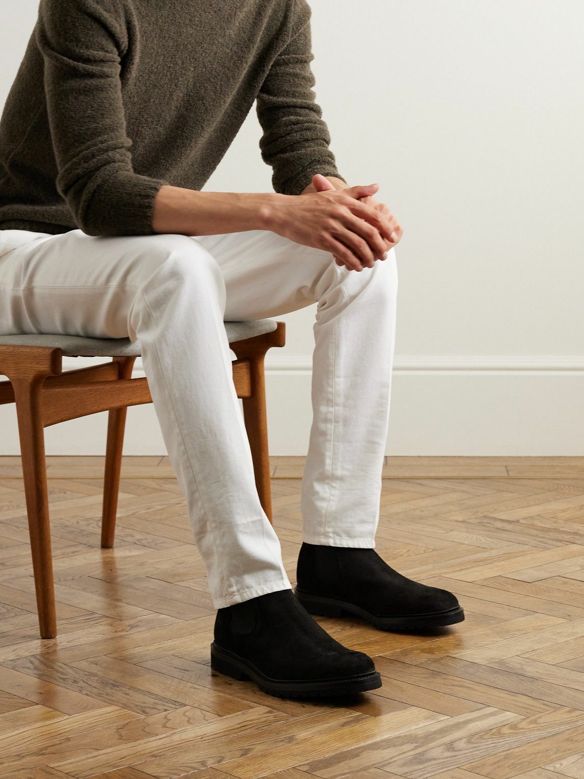 George Cleverley - Jason Waxed-Suede Chelsea Boots - Black